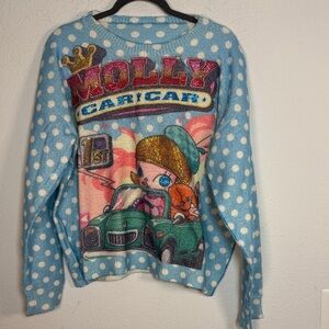 Molly Caricar cartoon sweater size XL
Blue Polka Dot Sweater